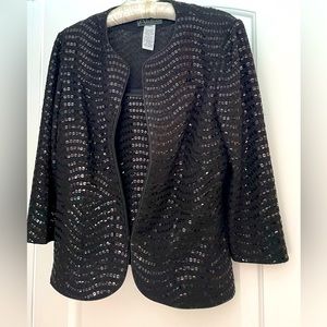 Alex Evenings Black Sequence Jacket and Tan Size M